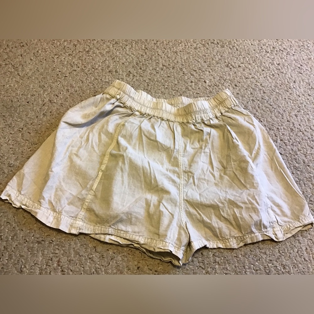 FREE PEOPLE SZ S OVERSIZED COTTON VISCOSE TAN PULL ON SHORTS GUC W POCKETS